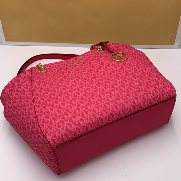 MICHAEL KORS LARGE CHAIN SHOULDER TOTE BAG ELECTRIC PINK COLOR - Picture 14 of 15